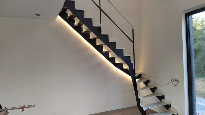 Staircase lighting, seen from the living room